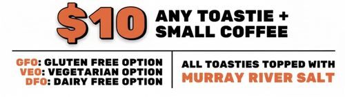 $10 Toastie + Small Drink @ Mr. Summit Cafe